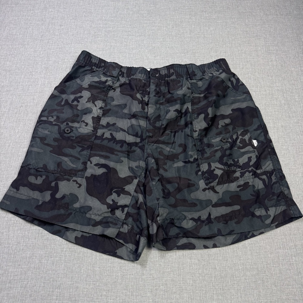 AFTCO Camouflage Fishing Shorts Mens 40 Green Gray Bluewater Nylon Made USA